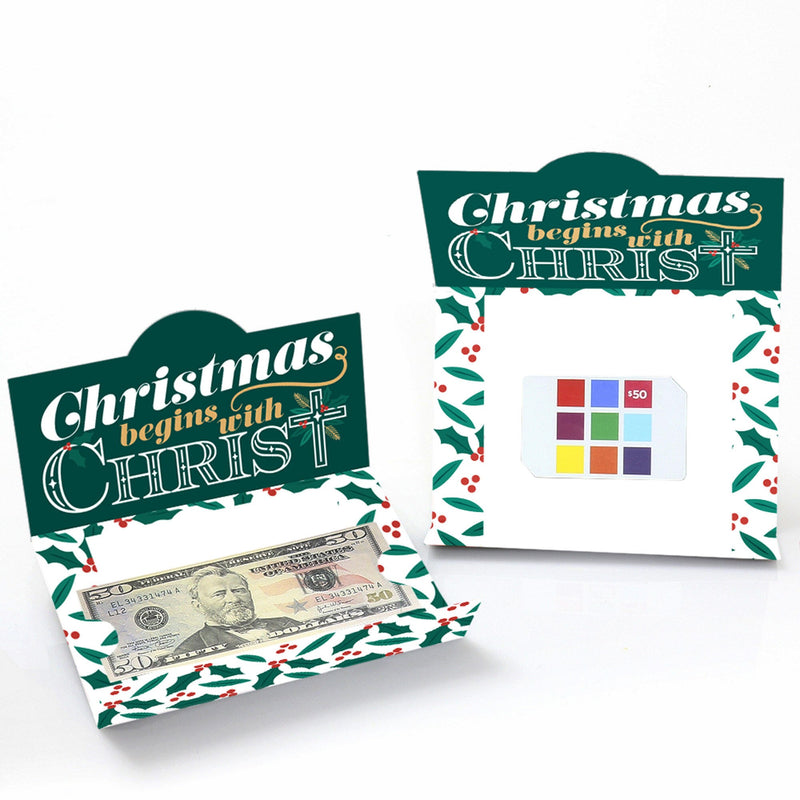 Religious Christmas - Merry Christmas Cross Money and Gift Card Holders - Set of 8