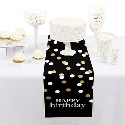 Adult Happy Birthday - Gold - Petite Birthday Party Paper Table Runner - 12" x 60"