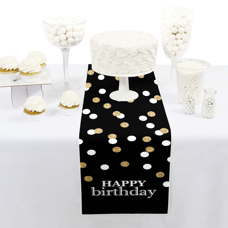 Adult Happy Birthday - Gold - Petite Birthday Party Paper Table Runner - 12" x 60"