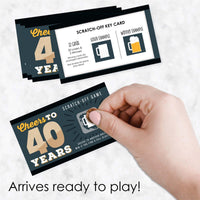 Cheers and Beers to 40 Years - 40th Birthday Party Game Scratch Off Cards - 22 Count