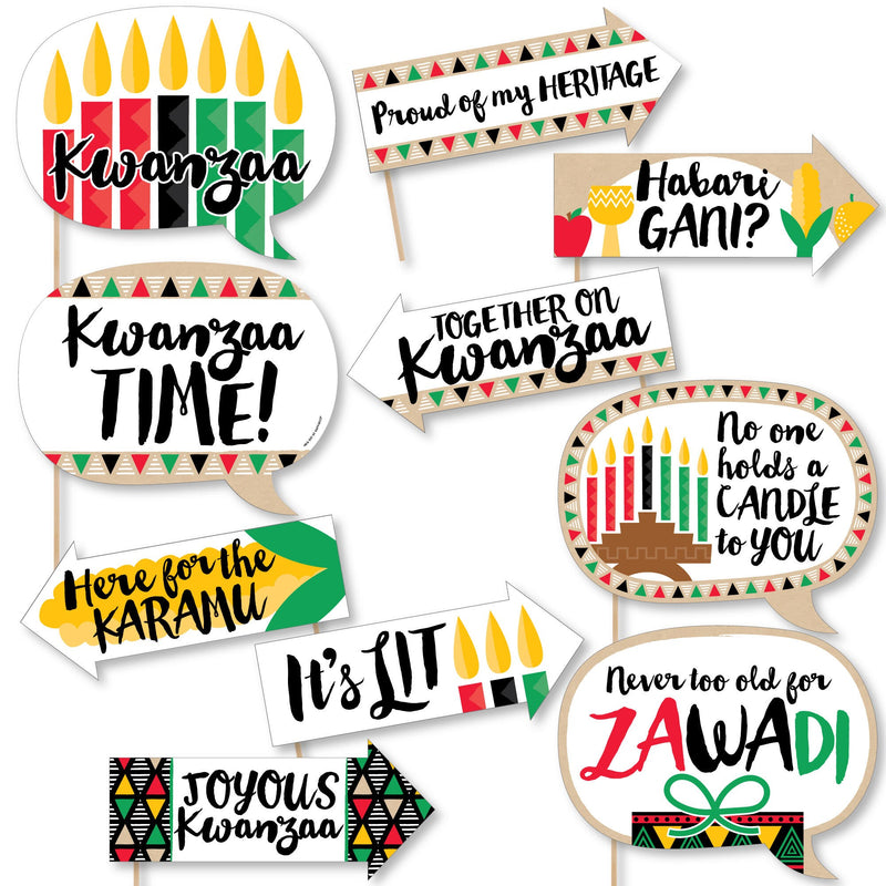Funny Happy Kwanzaa - African Heritage Holiday 10 Piece Photo Booth Props Kit