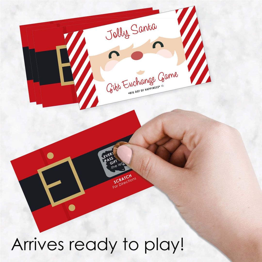 Jolly Santa Claus - Christmas Party White Elephant Gift Exchange Game Scratch Off Cards - 22 Count