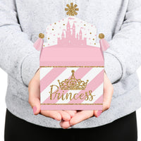 Little Princess Crown - Treat Box Party Favors - Pink and Gold Princess Baby Shower or Birthday Party Goodie Gable Boxes - Set of 12