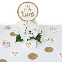 It's Twins - Gold Twins Baby Shower Giant Circle Confetti - Party Decorations - Large Confetti 27 Count