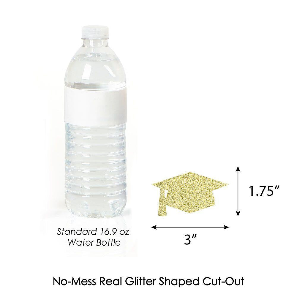 Gold Glitter Grad Cap - No-Mess Real Gold Glitter Cut-Outs - Graduation Party Confetti - Set of 24