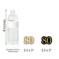 Adult 80th Birthday - Gold - Dessert Cupcake Toppers - Birthday Party Clear Treat Picks - Set of 24