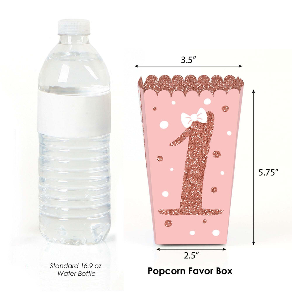 1st Birthday Little Miss Onederful - Girl First Birthday Party Favor Popcorn Treat Boxes - Set of 12