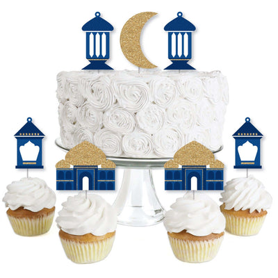 Ramadan - Dessert Cupcake Toppers - Eid Mubarak Clear Treat Picks - Set of 24