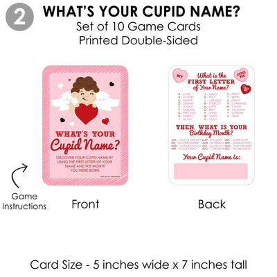 Conversation Hearts - 4 Valentine's Day Games - 10 Cards Each - A-Z, Alphabet Code, What's Your Cupid Name and Photo Scavenger Hunt - Gamerific Bundle