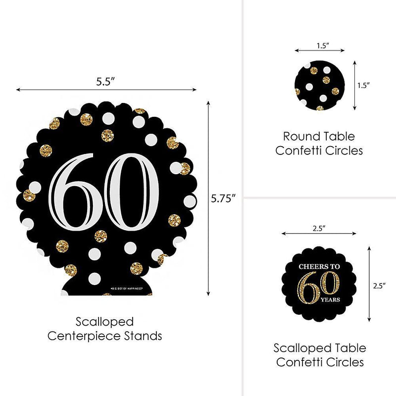Adult 60th Birthday - Gold - Birthday Party Centerpiece and Table Decoration Kit