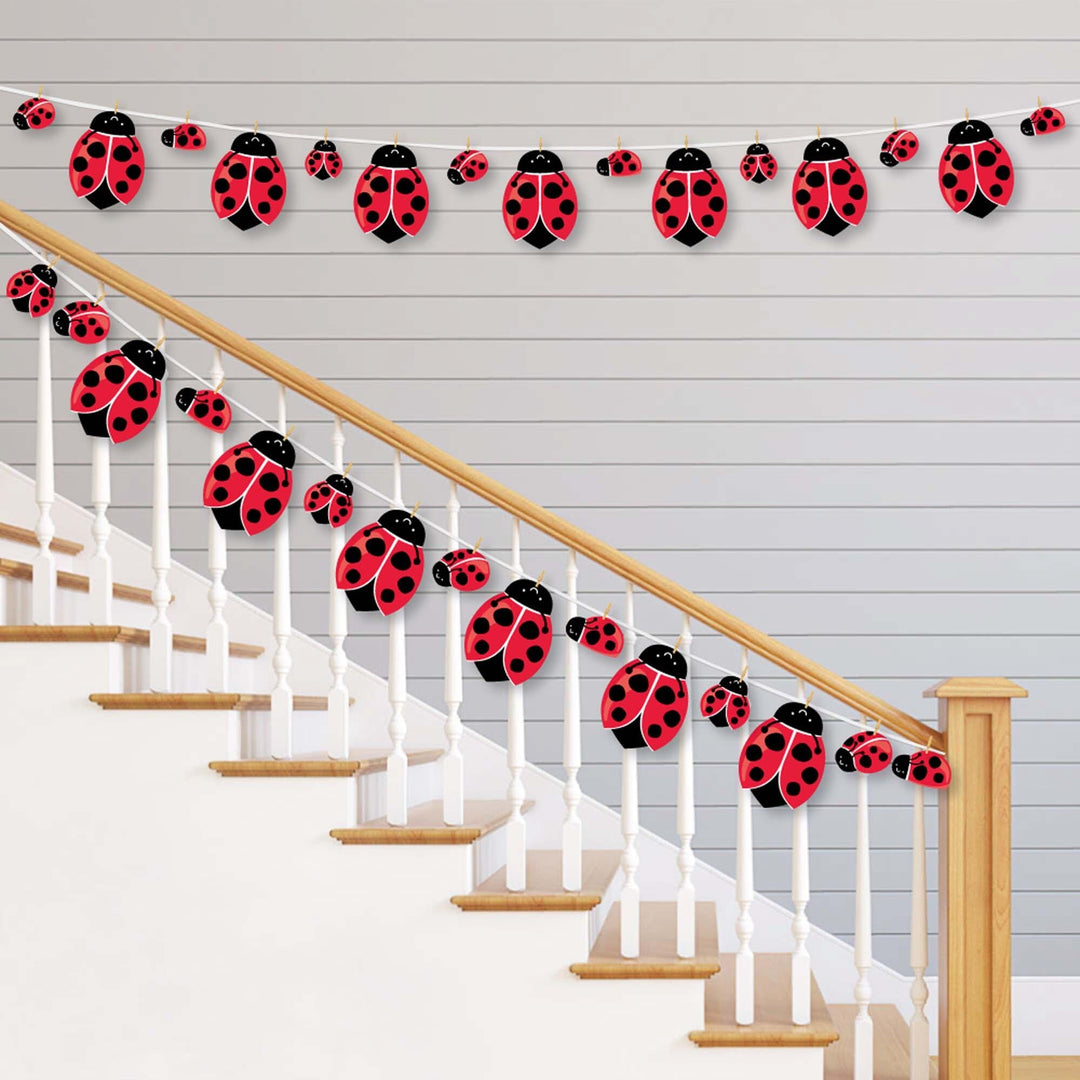Happy Little Ladybug - Baby Shower or Birthday Party DIY Decorations - Clothespin Garland Banner - 44 Pieces