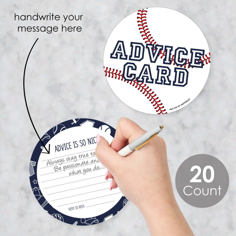 Batter Up - Baseball - Wish Card Baby Shower Activities - Shaped Advice Cards Game - Set of 20