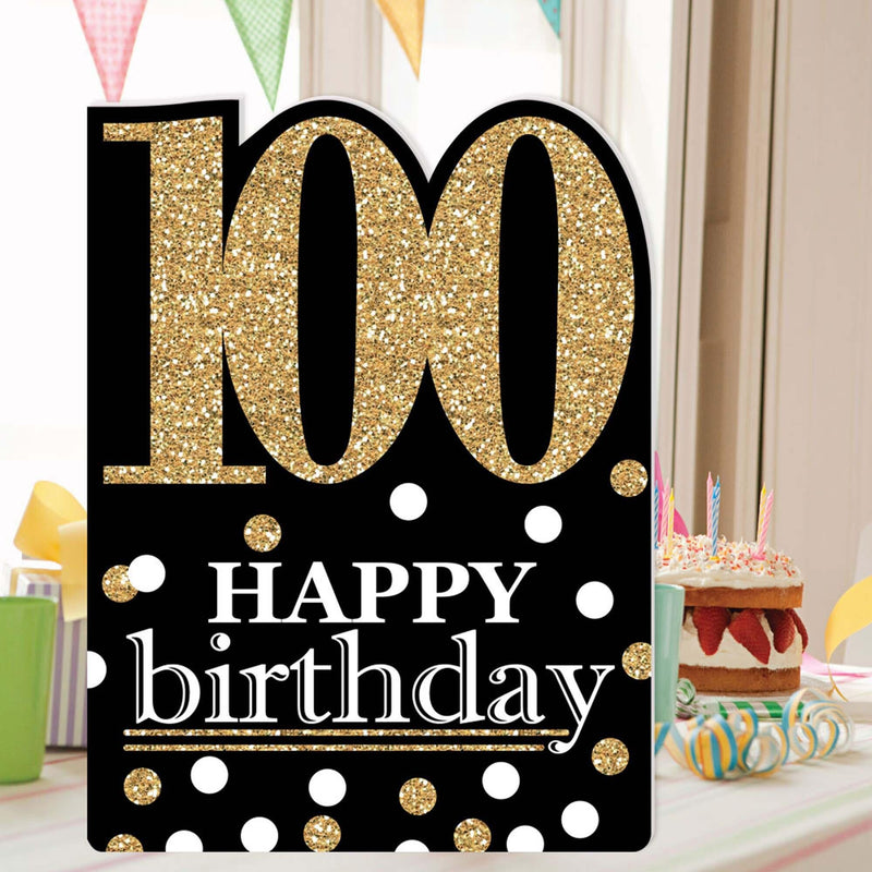 Adult 100th Birthday - Gold - Happy Birthday Giant Greeting Card - Big Shaped Jumborific Card - 16.5 x 22 inches