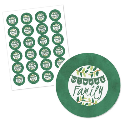 Family Tree Reunion - Round Personalized Family Gathering Party Circle Sticker Labels - 24 ct