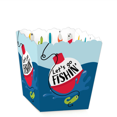 Let's Go Fishing - Party Mini Favor Boxes - Fish Themed Party or Birthday Party Treat Candy Boxes - Set of 12