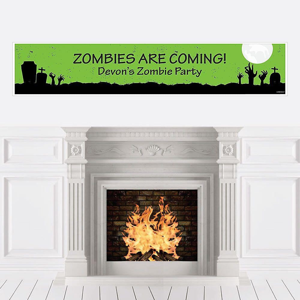Zombie Zone - Personalized Halloween or Birthday Zombie Crawl Party Banner