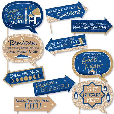 Funny Ramadan - 10 Piece Eid Mubarak Photo Booth Props Kit