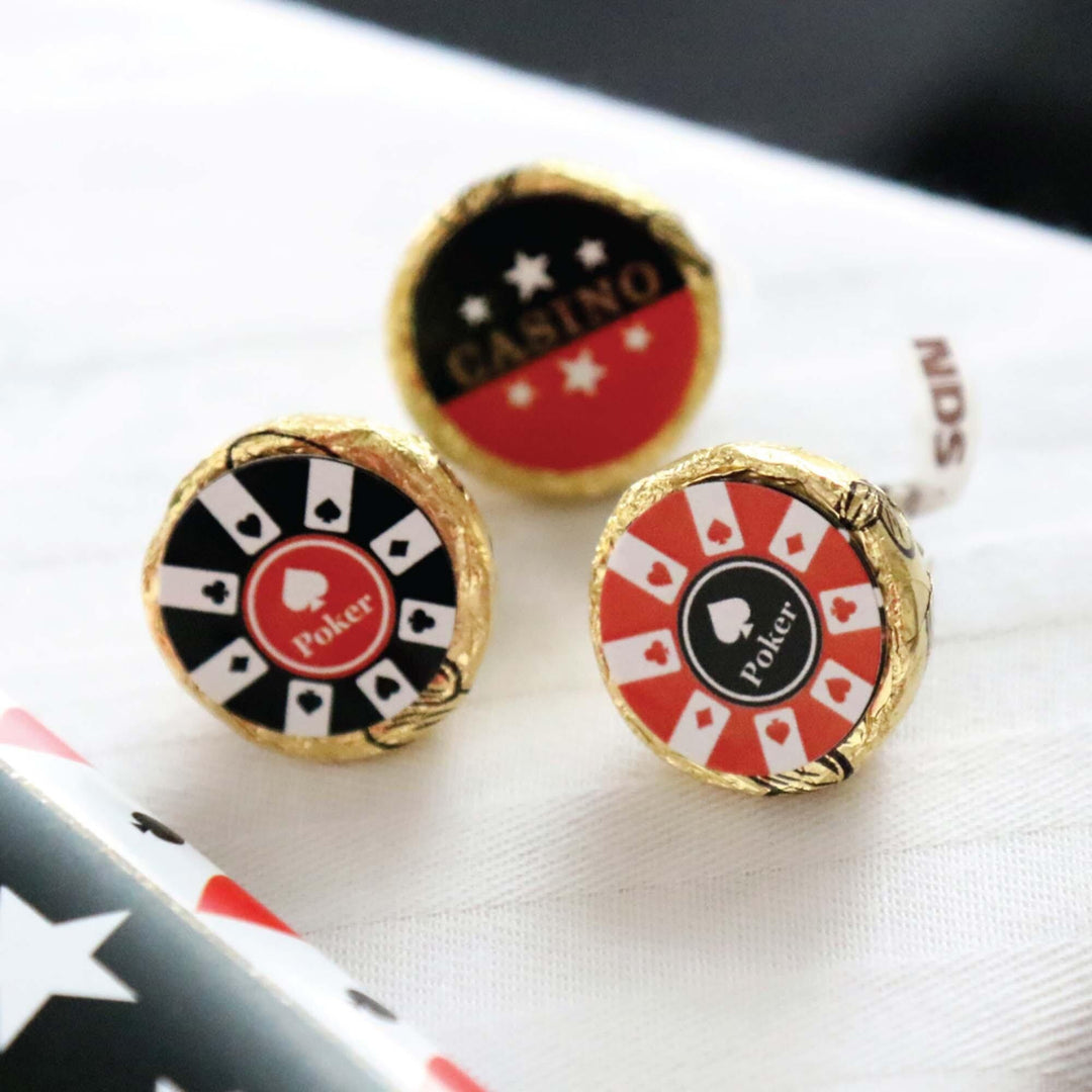 Las Vegas - Round Candy Labels Casino Party Favors - Fits Hershey's Kisses - 108 ct