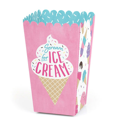 Scoop Up the Fun - Ice Cream - Sprinkles Party Favor Popcorn Treat Boxes - Set of 12