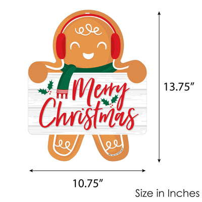 Gingerbread Christmas - Hanging Porch Gingerbread Man Holiday Party Outdoor Decorations - Front Door Decor - 1 Piece Sign