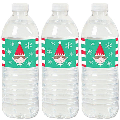 Elf Squad - Kids Elf Christmas and Birthday Party Water Bottle Sticker Labels - Set of 20