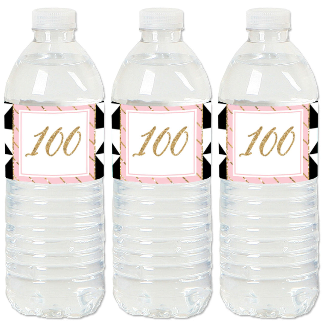 100th Birthday Party Water Bottle Sticker Labels - Set of 20