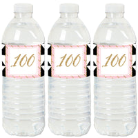 100th Birthday Party Water Bottle Sticker Labels - Set of 20