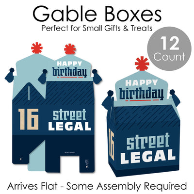 Boy 16th Birthday - Treat Box Party Favors - Sweet Sixteen Birthday Party Goodie Gable Boxes - Set of 12