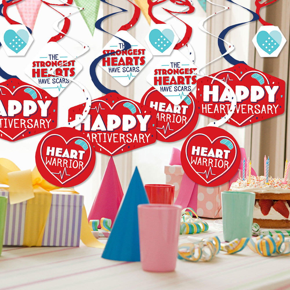 Happy Heartiversary - CHD Awareness Hanging Decor - Party Decoration Swirls - Set of 40