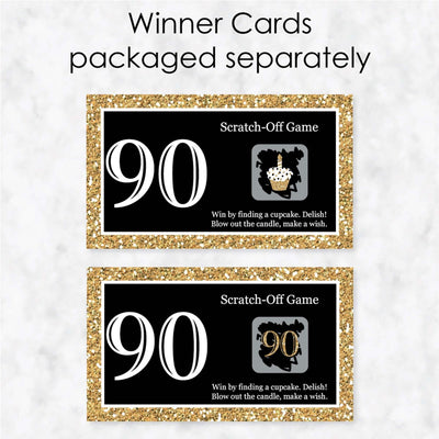 Adult 90th Birthday - Gold - Birthday Party Game Scratch Off Cards - 22 ct