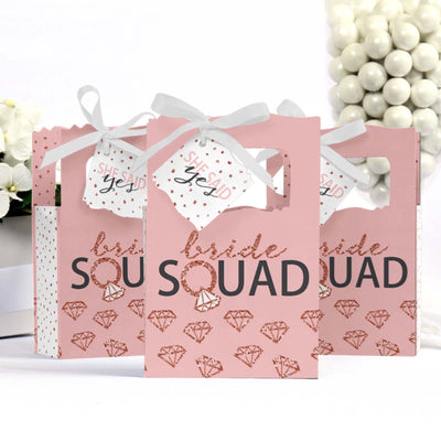 Bride Squad - Rose Gold Bridal Shower or Bachelorette Party Favor Boxes - Set of 12