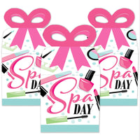 Spa Day - Square Favor Gift Boxes - Girls Makeup Party Bow Boxes - Set of 12
