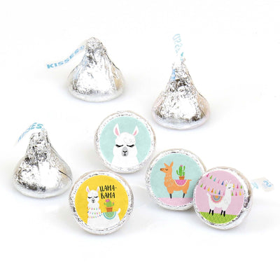 Whole Llama Fun - Llama Fiesta Baby Shower or Birthday Party Round Candy Sticker Favors - Labels Fit Hershey's Kisses - 108 ct