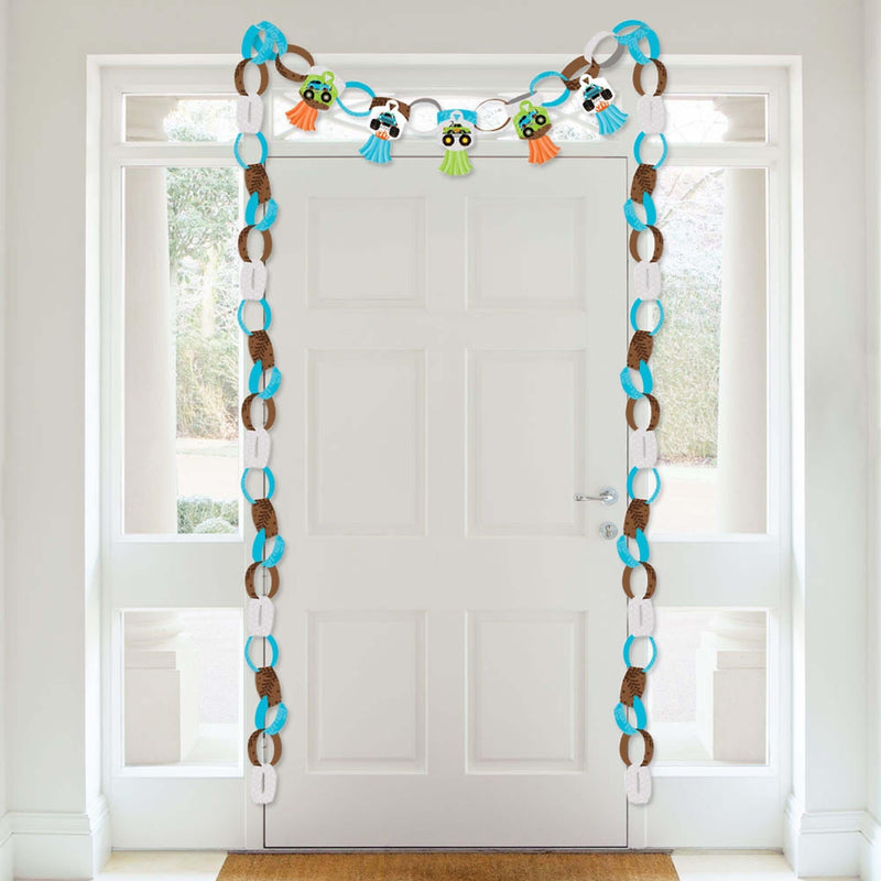 Smash and Crash - Monster Truck - 90 Chain Links and 30 Paper Tassels Decoration Kit - Boy Birthday Party Paper Chains Garland - 21 feet