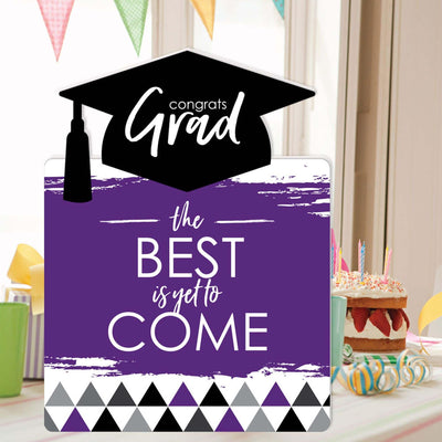 Purple Grad - Best is Yet to Come - Graduation Congratulations Giant Greeting Card - Big Shaped Jumborific Card - 16.5 x 22 inches