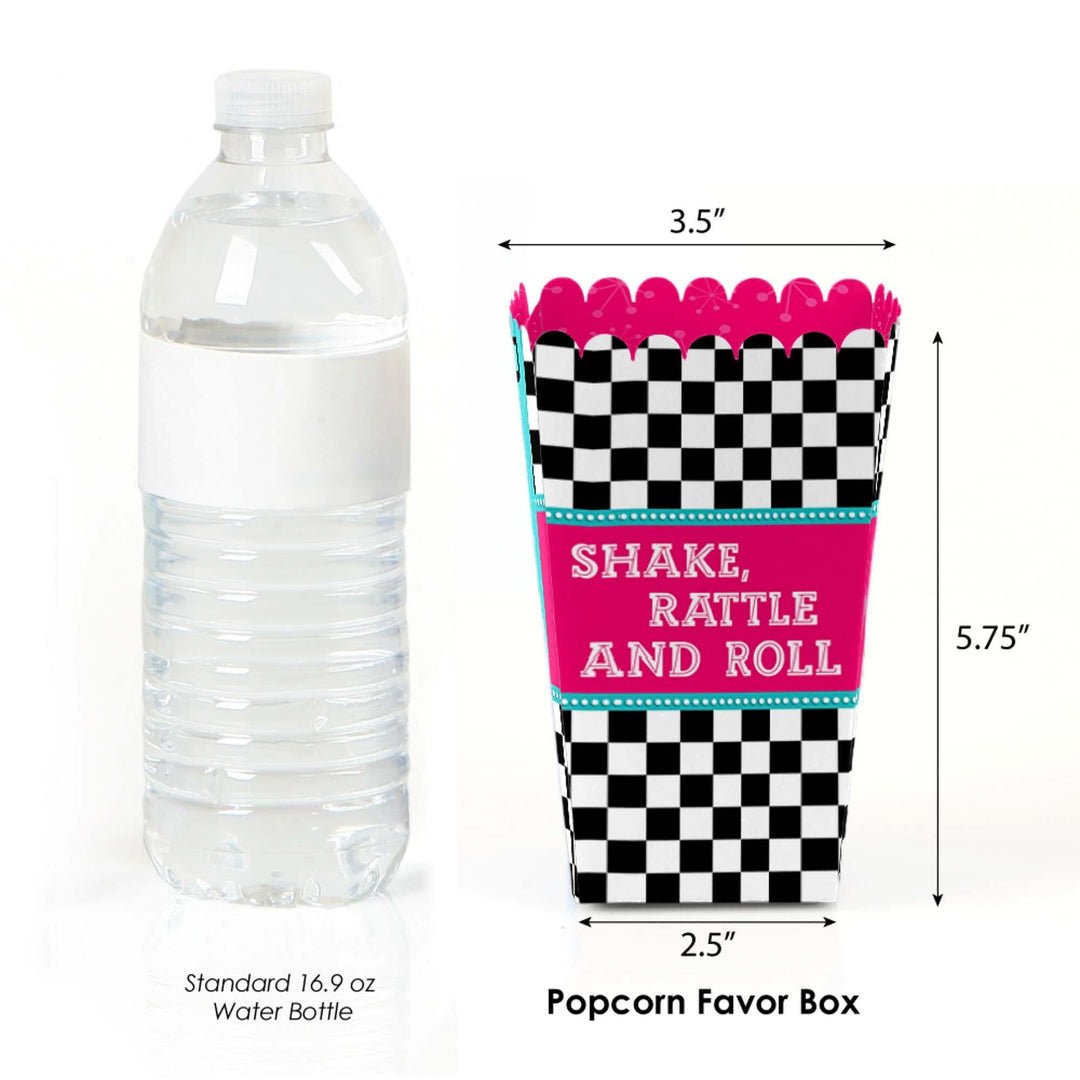 50's Sock Hop - 1950s Rock N Roll Party Favor Popcorn Treat Boxes - Set of 12