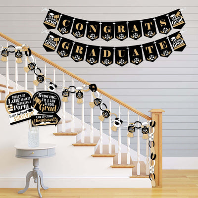 Law School Grad - Banner and Photo Booth Decorations - Future Lawyer Graduation Party Supplies Kit - Doterrific Bundle
