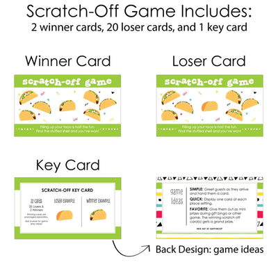 Taco 'Bout Fun - Mexican Fiesta Game Scratch Off Cards - 22 ct