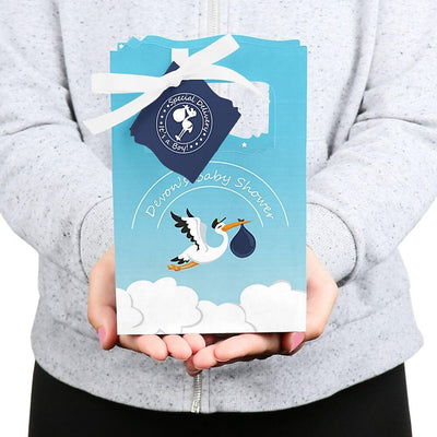 Boy Special Delivery - Blue It's A Boy Stork Baby Shower Favor Boxes - Set of 12