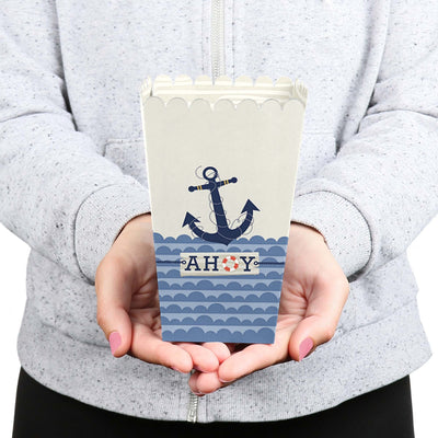 Ahoy - Nautical - Baby Shower or Birthday Party Favor Popcorn Treat Boxes - Set of 12