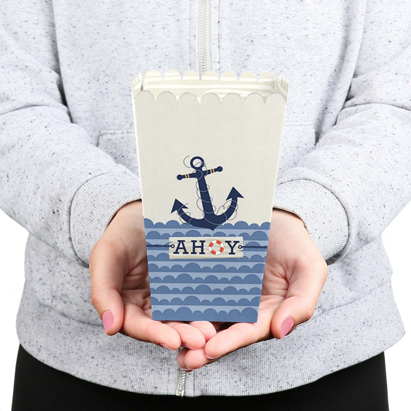 Ahoy - Nautical - Baby Shower or Birthday Party Favor Popcorn Treat Boxes - Set of 12