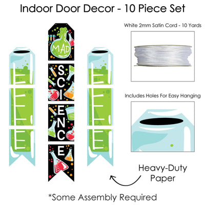 Scientist Lab - Hanging Vertical Paper Door Banners - Mad Science Baby Shower or Birthday Party Wall Decoration Kit - Indoor Door Decor