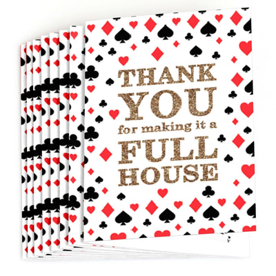 Las Vegas - Set of 8 Casino Party Thank You Cards
