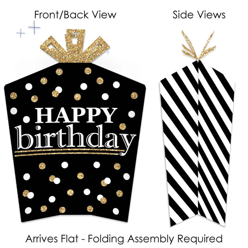 Adult Happy Birthday - Gold - Table Decorations - Birthday Party Fold and Flare Centerpieces - 10 Count