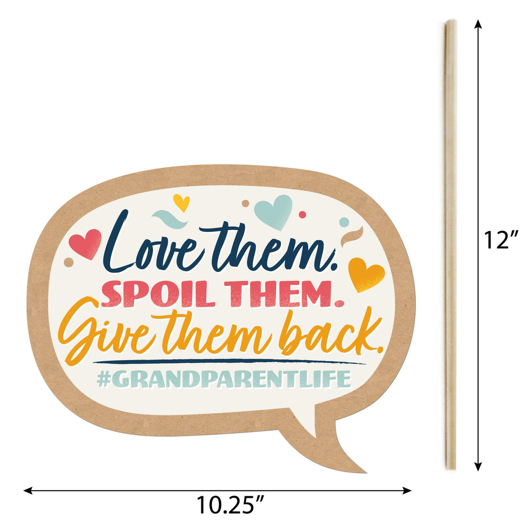 Funny Happy Grandparents Day - Grandma & Grandpa Party Photo Booth Props Kit - 10 Piece