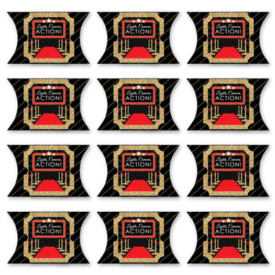 Red Carpet Hollywood - Favor Gift Boxes - Movie Night Party Large Pillow Boxes - Set of 12
