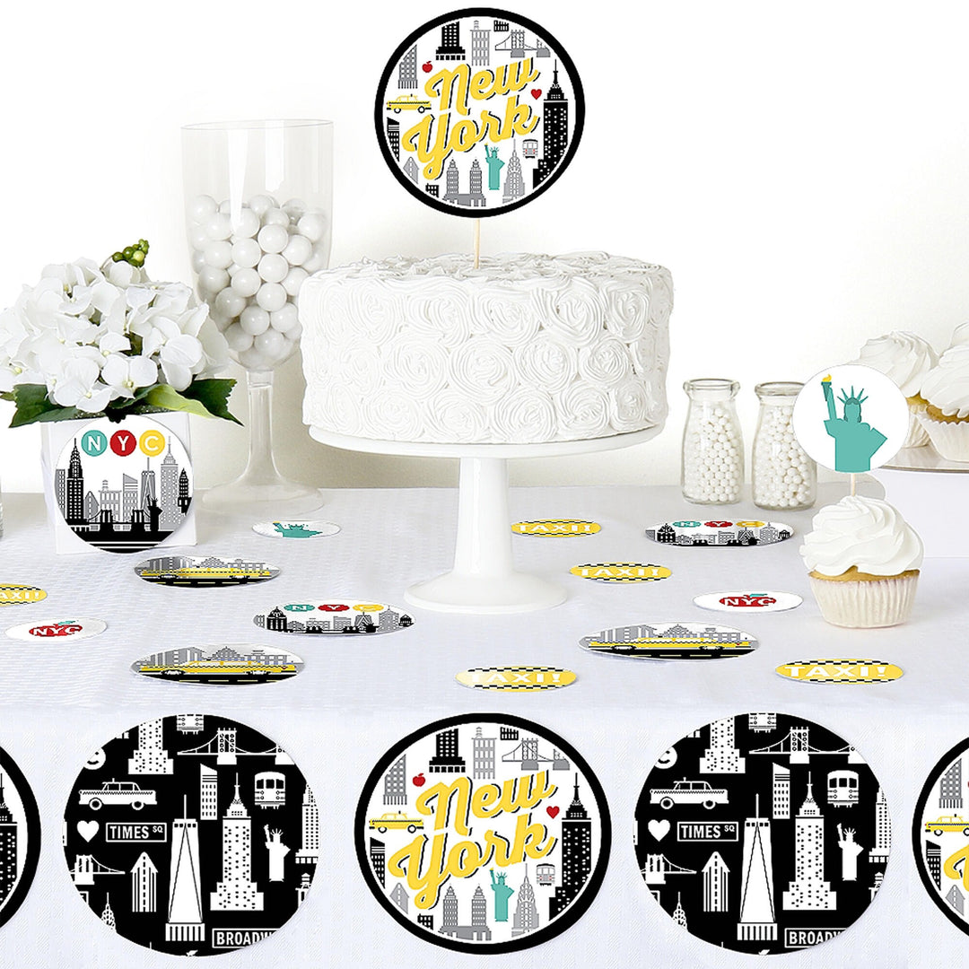 NYC Cityscape - New York City Party Giant Circle Confetti - Party Decorations - Large Confetti 27 Count