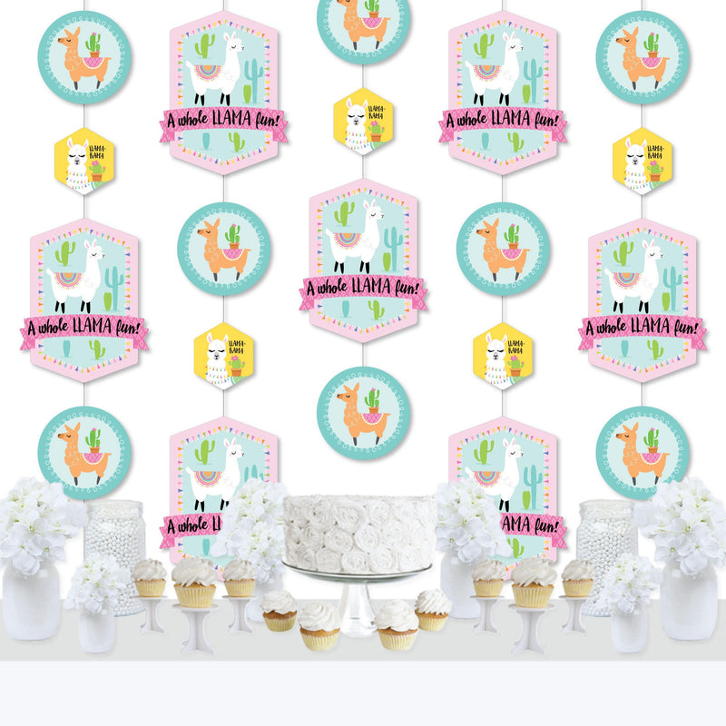 Whole Llama Fun - Llama Fiesta Baby Shower or Birthday Party DIY Dangler Backdrop - Hanging Vertical Decorations - 30 Pieces