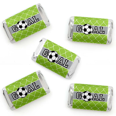GOAAAL! - Soccer - Mini Candy Bar Wrapper Stickers - Baby Shower or Birthday Party Small Favors - 40 Count