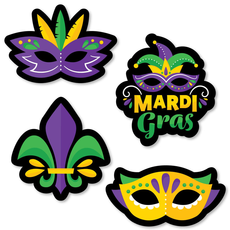 Colorful Mardi Gras Mask - DIY Shaped Masquerade Party Cut-Outs - 24 Count